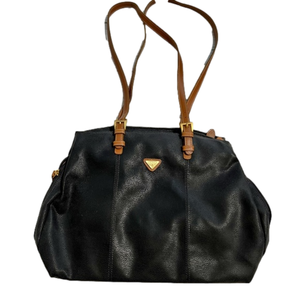 Boyt Womens Black Brown Jump Leather Adjustable Strap Zipper Pockets Tote Bag